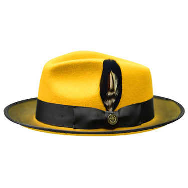 Bruno Capelo New Yorker Wool Felt Fedora Hat in Gold Black