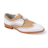 Giovanni Nico Wingtip Perforated Derby in White Natural