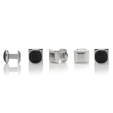 Stainless Steel with Black Pave Crystal 5-Studs