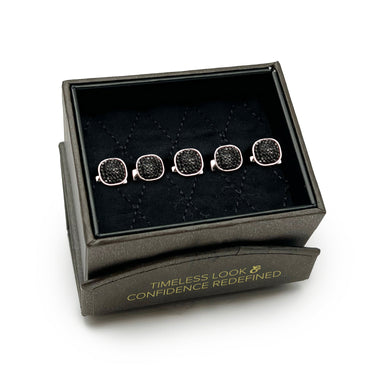 Stainless Steel with Black Pave Crystal 5-Studs