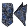 Navy Floral Tie and Pocket Square Gift Set in #color_
