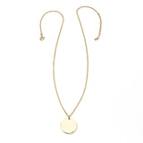 Stainless Steel Gold Engravable Round Pendant Women's Necklace