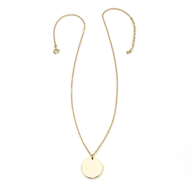 Stainless Steel Gold Engravable Round Pendant Women's Necklace