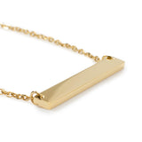 Stainless Steel Gold Engravable Bar Pendant Women's Necklace