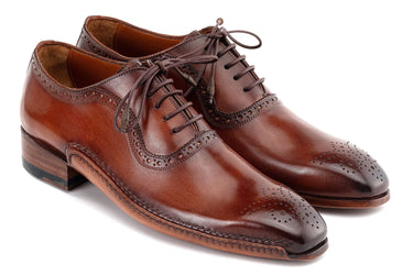 Paul Parkman Men's Burnished Leather Handmade Oxfords in Brown