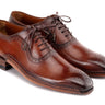 Paul Parkman Men's Burnished Leather Handmade Oxfords in Brown