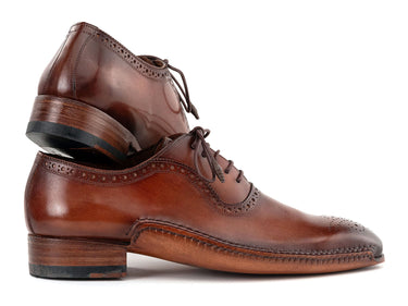 Paul Parkman Men's Burnished Leather Handmade Oxfords in Brown