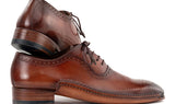 Paul Parkman Men's Burnished Leather Handmade Oxfords in Brown