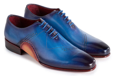 Paul Parkman Men's Opanka Construction Hand-Painted Oxfords in Blue