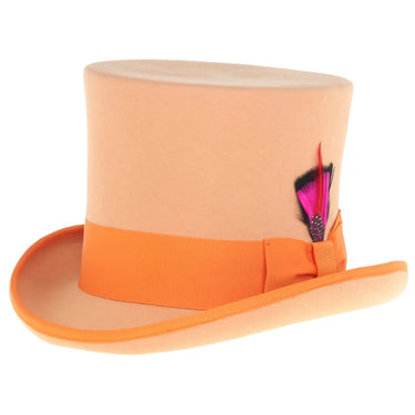 Ferrecci Premium Top Hat in Orange Wool Victorian Elegance in Orange