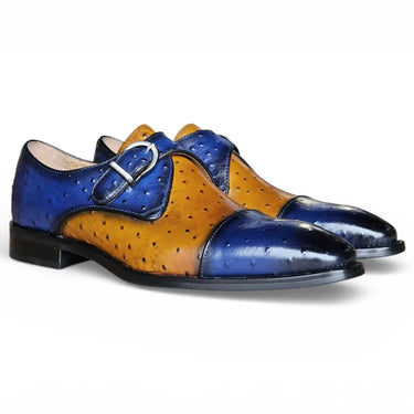 Ostrich Embossed Cap Toe Single Monk Strap — view 10