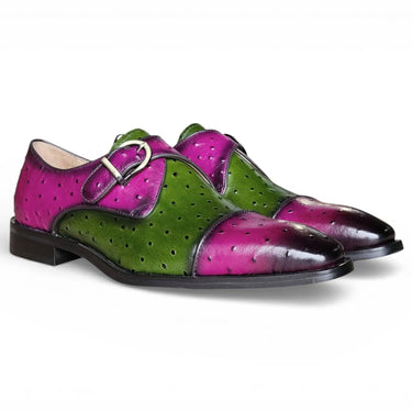 Ostrich Embossed Cap Toe Single Monk Strap