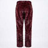 Calvere Furs Men's Mink Sections Pants in Burgundy