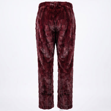 Calvere Furs Men's Mink Sections Pants in Burgundy