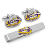 NCAA LSU Tiger's Eye Cufflinks and Tie Bar Gift Set in #color_