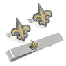 NFL New Orleans Saints Cufflinks and Tie Bar Gift Set in #color_