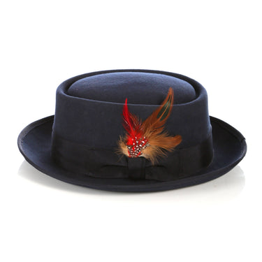Ferrecci Wool Pork Pie Hat in Navy