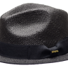 Bruno Capelo Panama Natural Straw Snap Brim Fedora in Black