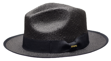 Bruno Capelo Panama Natural Straw Snap Brim Fedora in Black