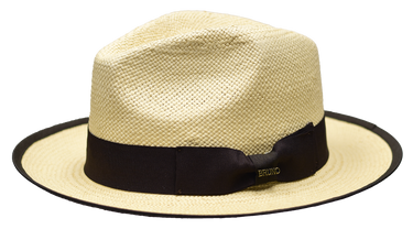 Bruno Capelo Panama Natural Straw Snap Brim Fedora in Natural Dark Brown