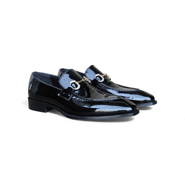 Carrucci Shoes Patent Leather Buckle Loafer in Black