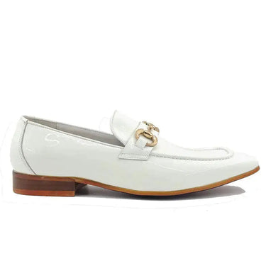 Carrucci Shoes Patent Leather Horse Bit Loafer in White