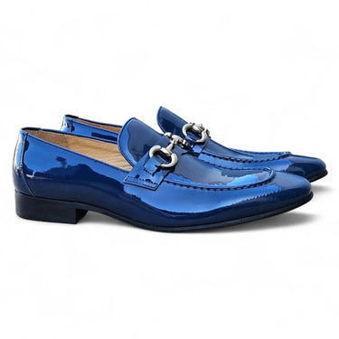 Carrucci Shoes Patent Leather Horse Bit Loafer in Royal Blue