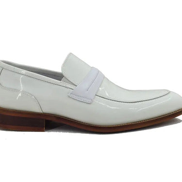 Carrucci Shoes Patent Leather Tuxedo Penny Loafer in White