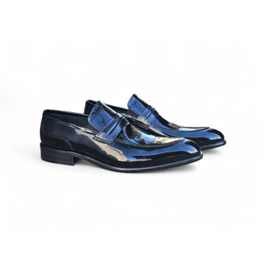 Carrucci Shoes Patent Leather Tuxedo Penny Loafer in Black