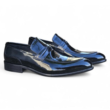 Carrucci Shoes Patent Leather Tuxedo Penny Loafer in Black