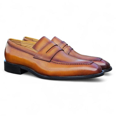 Carrucci Shoes Patina Finished Penny Loafer in Cognac