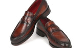 Paul Parkman Croco-Embossed Calfskin Penny Loafers in Brown