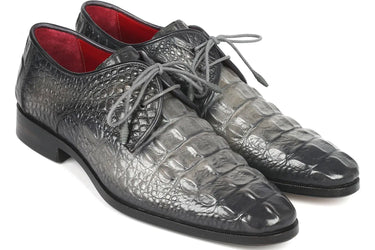 Paul Parkman Crocodile Embossed Calfskin Derby Shoes in Gray