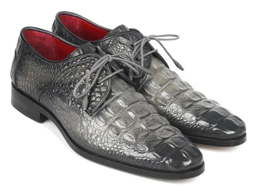 Paul Parkman Crocodile Embossed Calfskin Derby Shoes in Gray