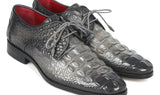 Paul Parkman Crocodile Embossed Calfskin Derby Shoes in Gray