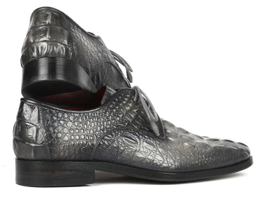 Paul Parkman Crocodile Embossed Calfskin Derby Shoes in Gray