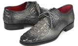 Paul Parkman Crocodile Embossed Calfskin Derby Shoes in Gray