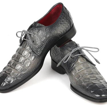 Paul Parkman Crocodile Embossed Calfskin Derby Shoes in Gray in #color_