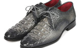Paul Parkman Crocodile Embossed Calfskin Derby Shoes in Gray