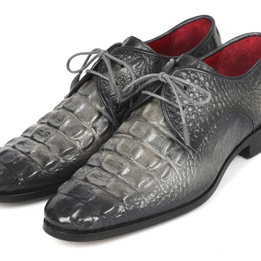Paul Parkman Crocodile Embossed Calfskin Derby Shoes in Gray in #color_
