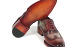 Paul Parkman Goodyear Welted Men's Two Tone Wingtip Oxfords in Green & Bordeaux