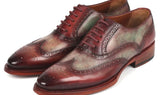 Paul Parkman Goodyear Welted Men's Two Tone Wingtip Oxfords in Green & Bordeaux