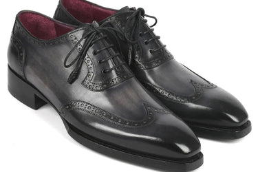 Paul Parkman Goodyear Welted Men's Wingtip Oxfords in Black & Gray