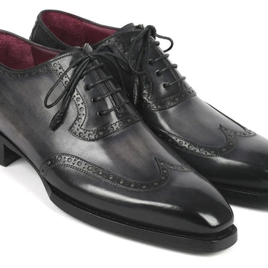 Paul Parkman Goodyear Welted Men's Wingtip Oxfords in Black & Gray in #color_