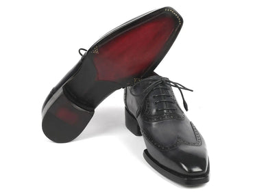 Paul Parkman Goodyear Welted Men's Wingtip Oxfords in Black & Gray
