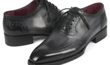 Paul Parkman Goodyear Welted Men's Wingtip Oxfords in Black & Gray