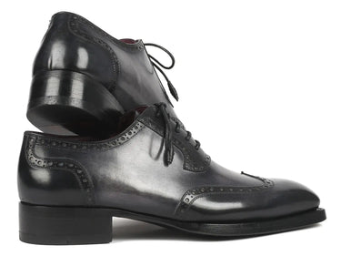 Paul Parkman Goodyear Welted Men's Wingtip Oxfords in Black & Gray