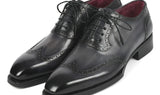 Paul Parkman Goodyear Welted Men's Wingtip Oxfords in Black & Gray