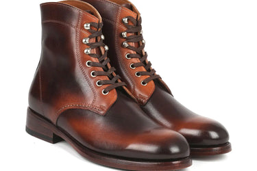Paul Parkman Men's Burnished Leather Boots in Brown