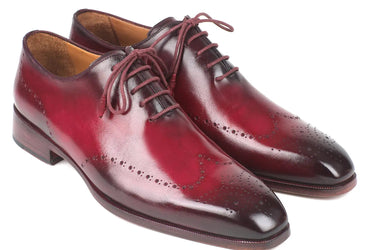 Paul Parkman Men's Burnished Wingtip Oxfords in Bordeaux
